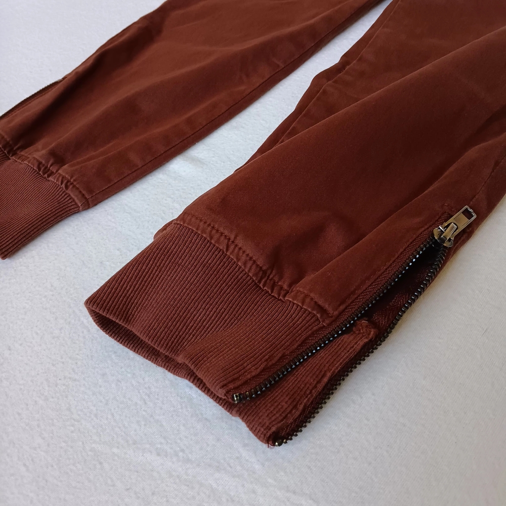 Kut from the Kloth Sz2 Chris High Rise Jogger Brown/Orange W/Cropped Zipper Legs - Picture 3 of 16